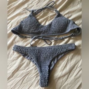 grey scrunched bikini set
